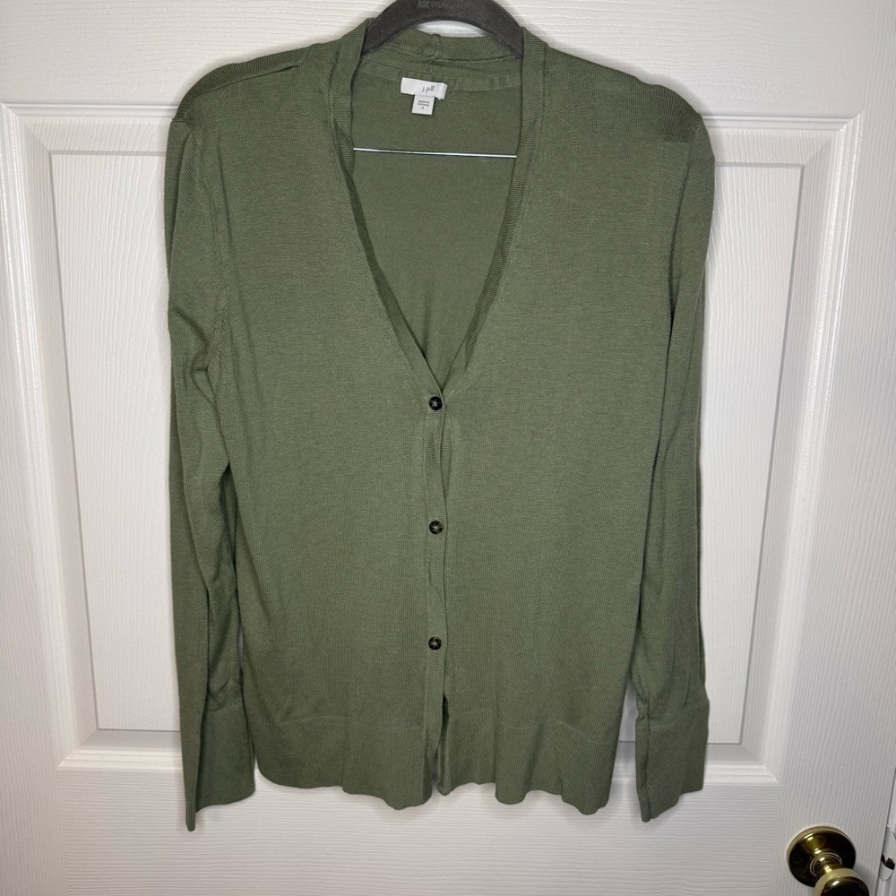 J. Jill Sage Knit Button Down Cardigan Sweater Size Small GUC